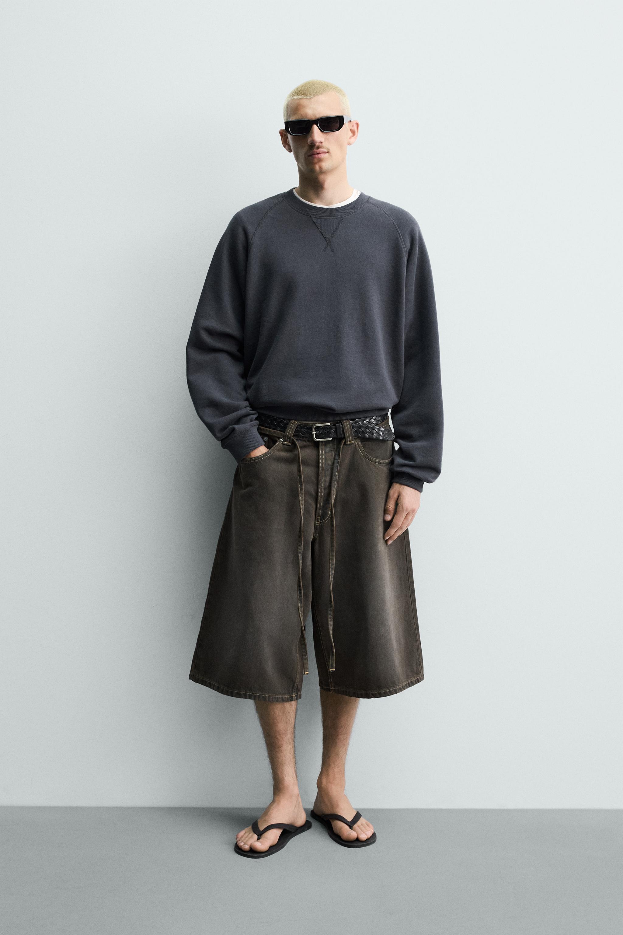 BELTED DENIM JORTS